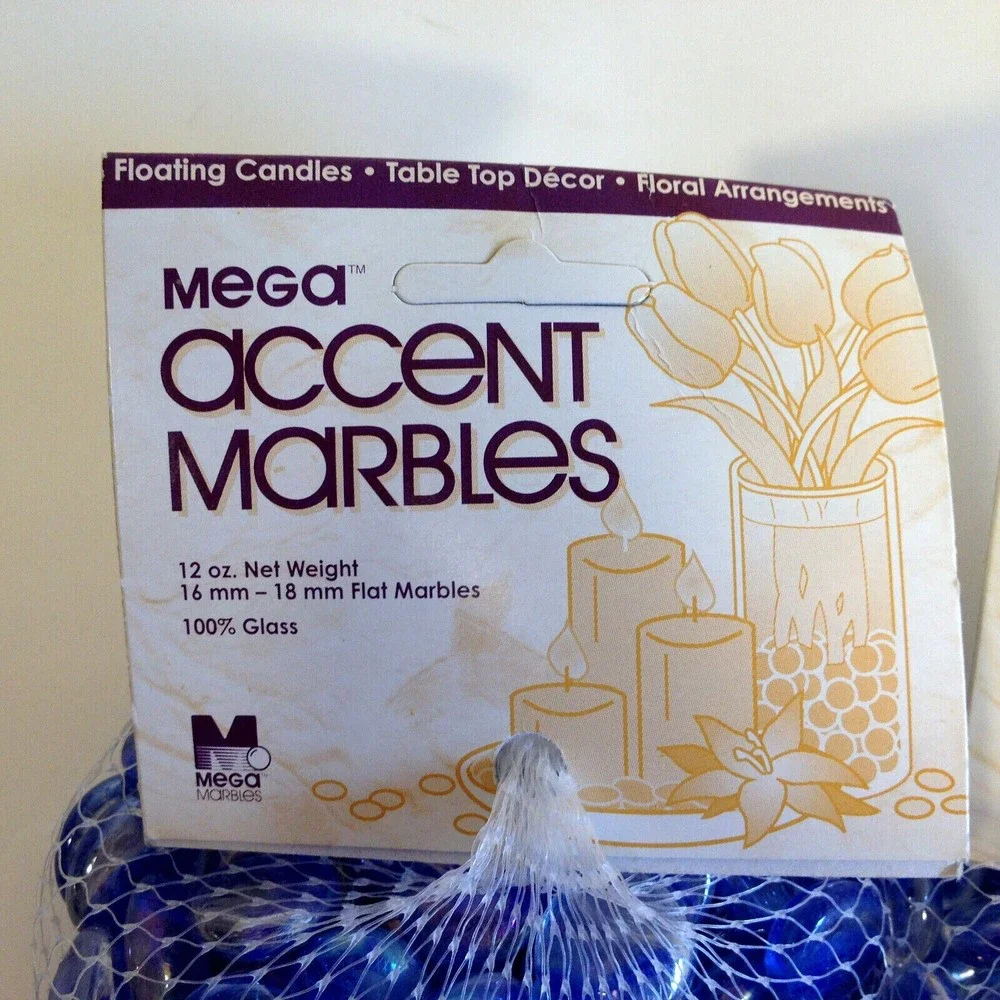 Mega Accent Marbles 2 Packs of Diamond Crystal Snow Blue Flat Craft Compliments